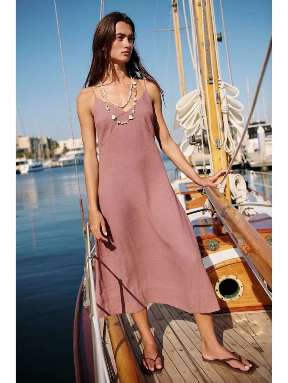 Free People Free Est Emmers Linen Midi Slip Dress Sleeveless Beach S 285771
